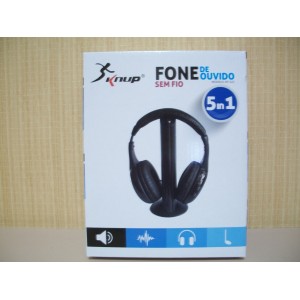 Fone De Ouvido Sem Fio Wireless Fm 5 Em 1 Knup Kp-323